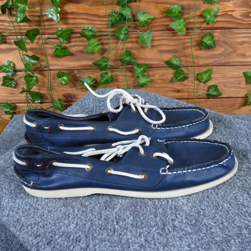 Tommy Hilfiger Boat Men Casual‎ Boat Shoe Size 10 Nautical Leather Blue